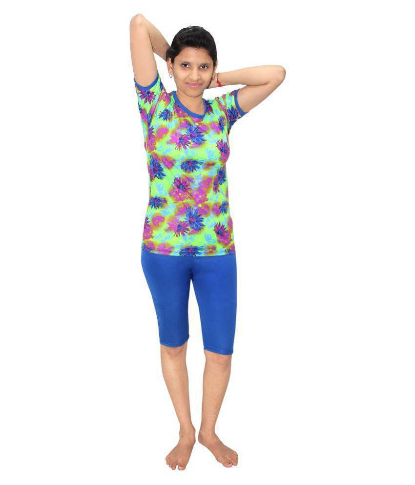 Goodluck Blue T-Shirt & Shorts Combo Swimming Costume - 4XL