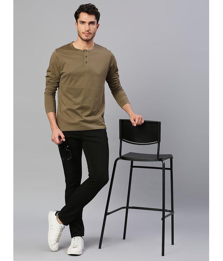 Sophisticated Men Dennis Lingo - Olive 100% Cotton Slim Fit Men's T-Shirt ( Pack of 1 ) - None 2