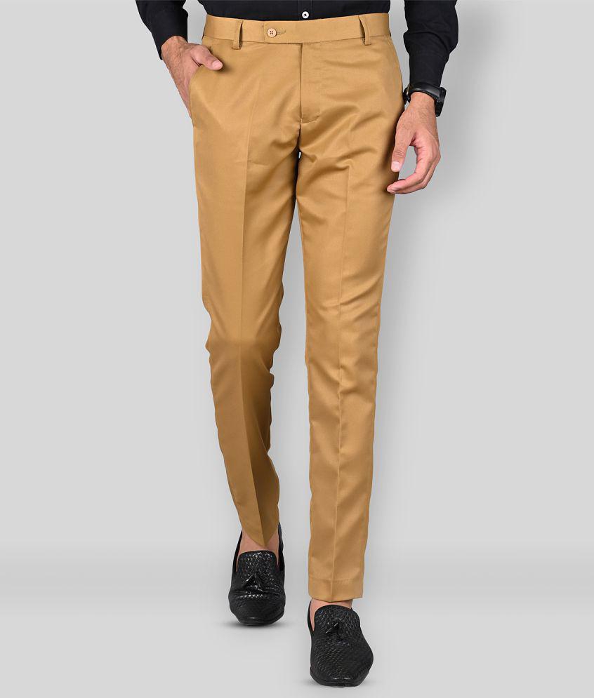 MANCREW - Khaki Polycotton Slim - Fit Men's Formal Pants ( Pack of 1 ) - None