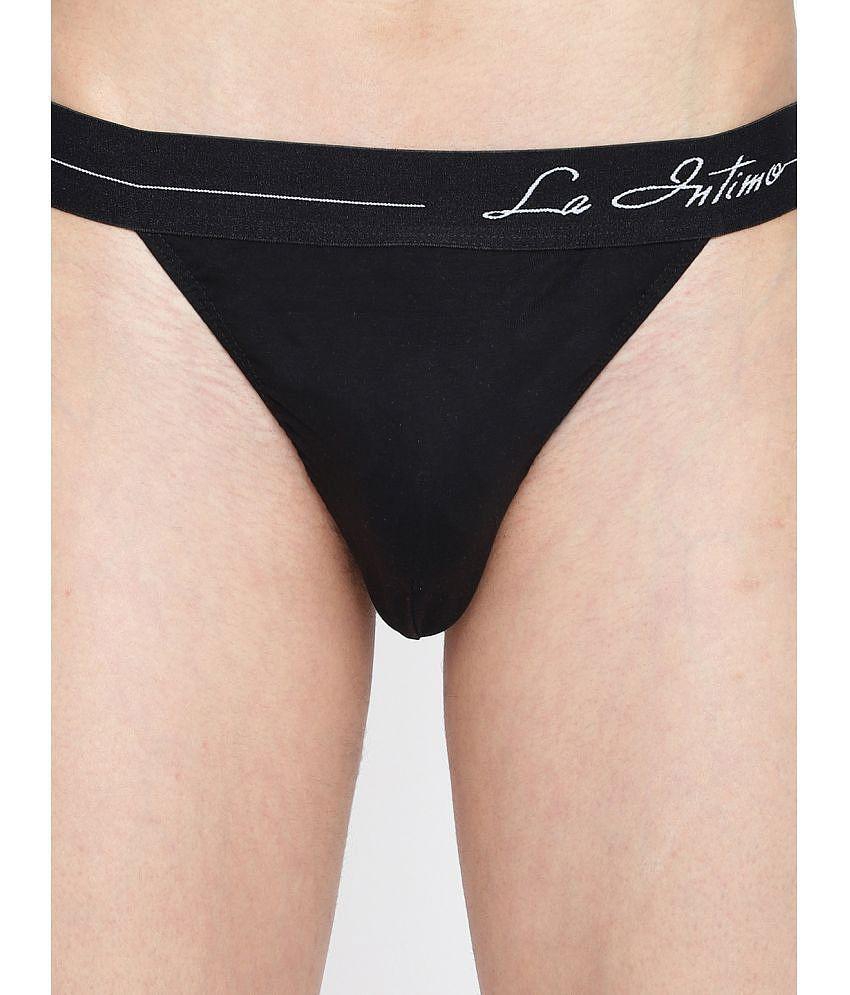 Premium Men La Intimo Pack of 3 Cotton Mens Thongs ( Black ) - None 2025 at ShopCircuit | ONDC