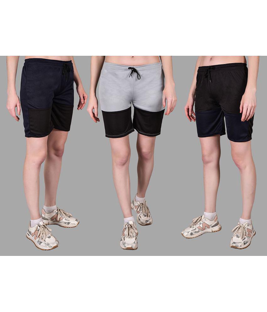 Modern Women Fabric Falcon Multi Polyester Lycra Solid Shorts - Pack of 3 - None 2025 at ShopCir