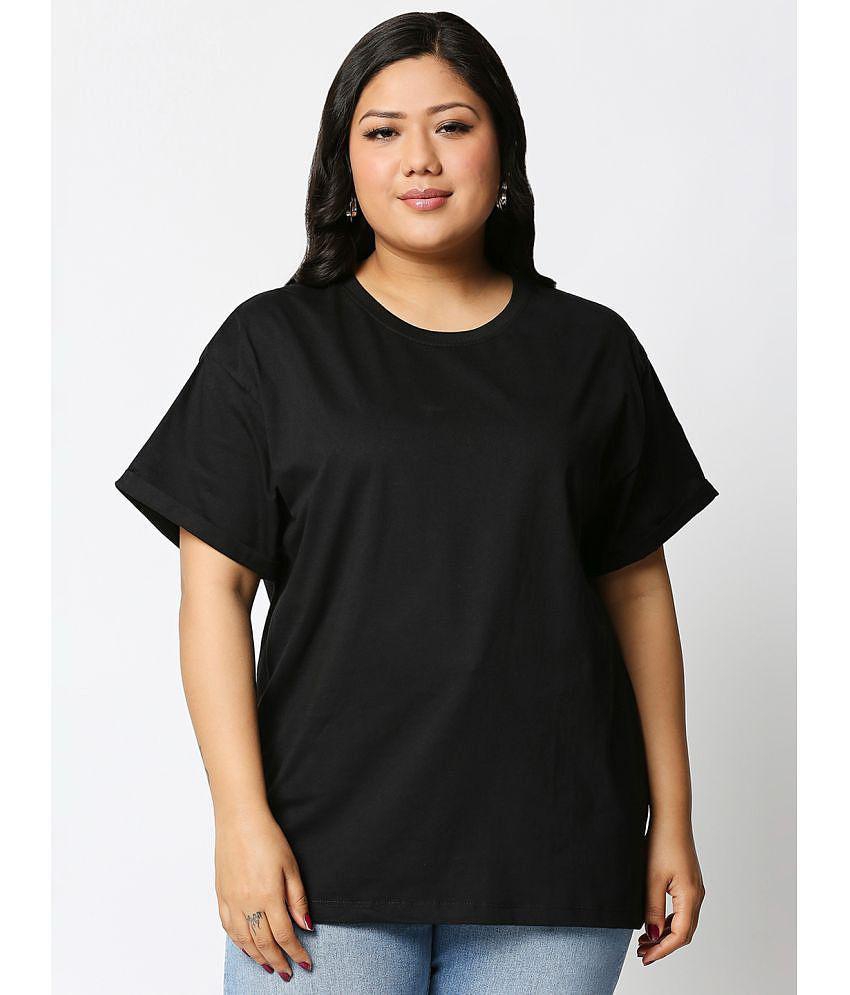 Bewakoof - Black Cotton Loose Fit Women''s T-Shirt ( Pack of 1 ) - None