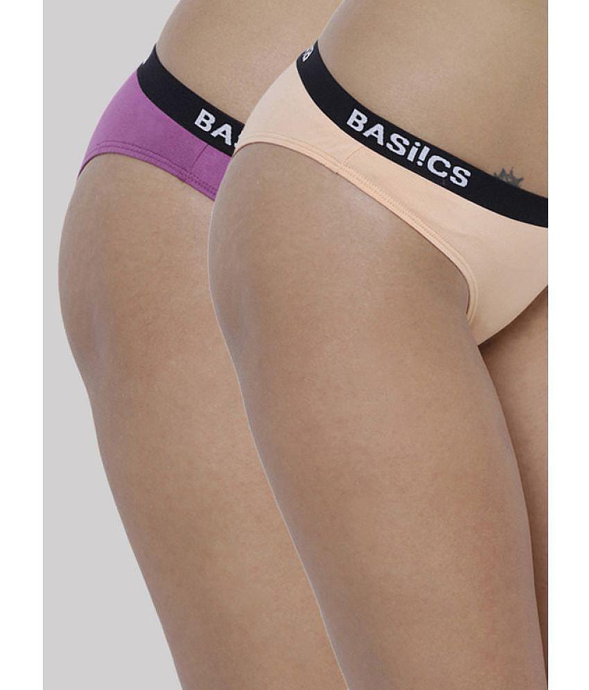 New Men BASIICS By La Intimo - Multicolor BCPBR080B Cotton Lycra Solid Womens Bikini ( Pack of 2