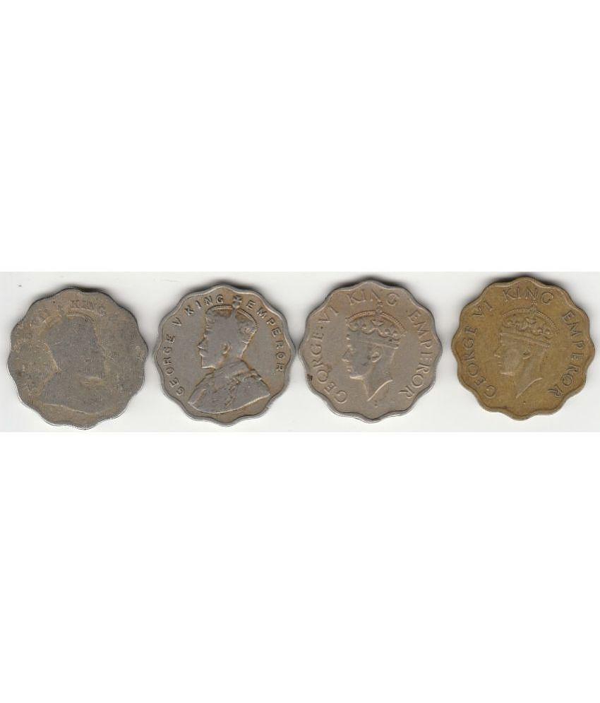 Sansuka British India Rare 4 Different one Anna  Edward, George V and  George VI (1901-1946 AD) Coin