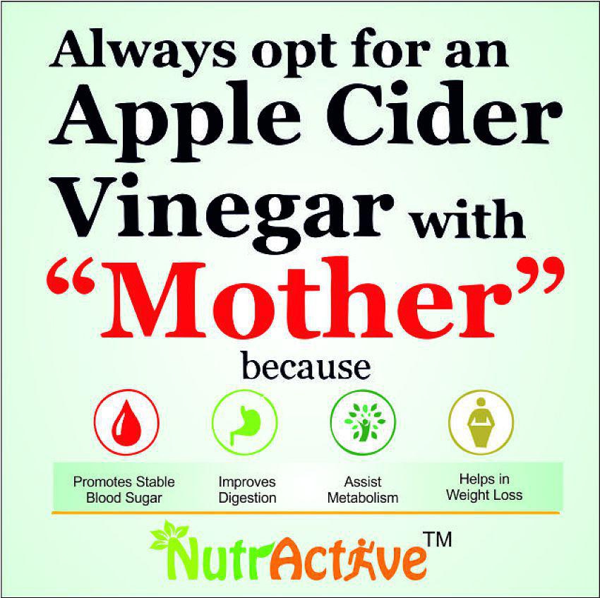 NutrActive Natural Apple Cider Vinegar with Mother Vinegar, 500 ml Unflavoured Single Pack