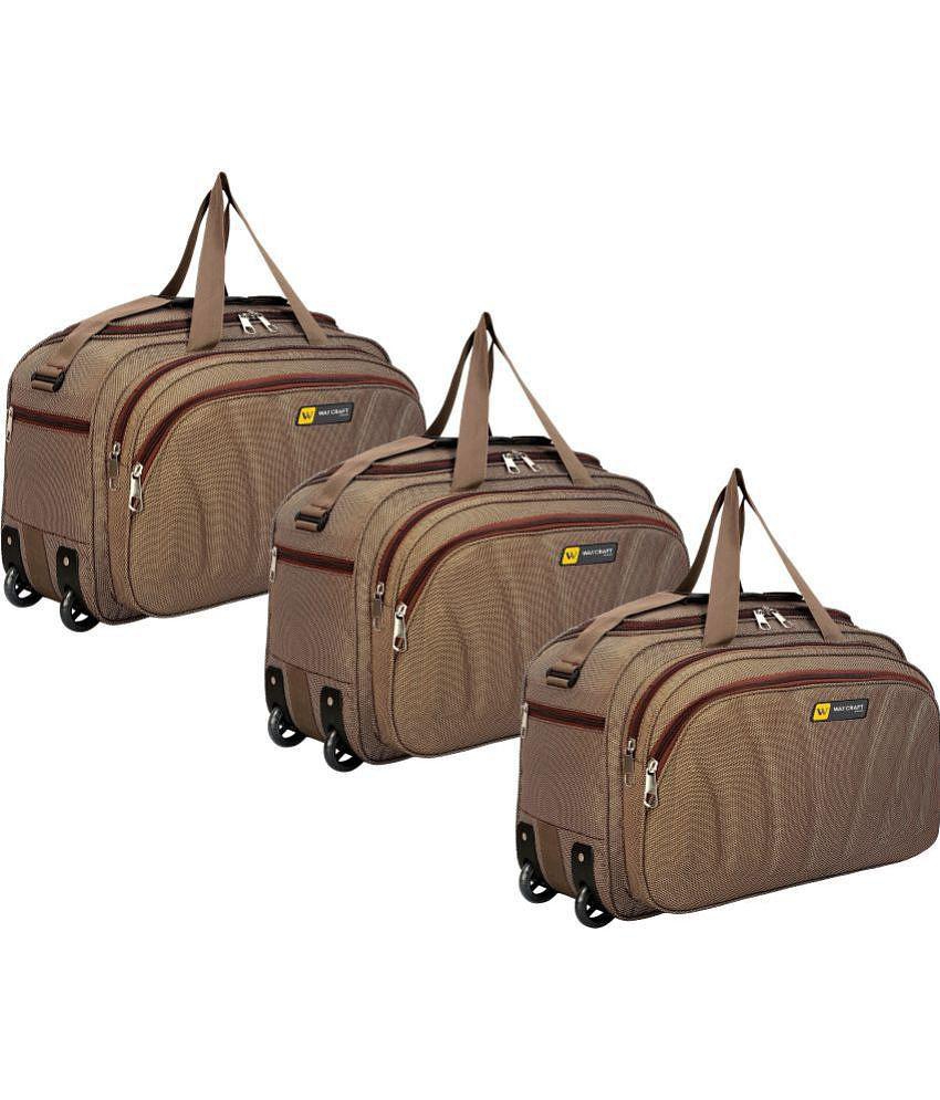 Waycraft - 55 Ltrs Brown Polyester Duffle Trolley - L