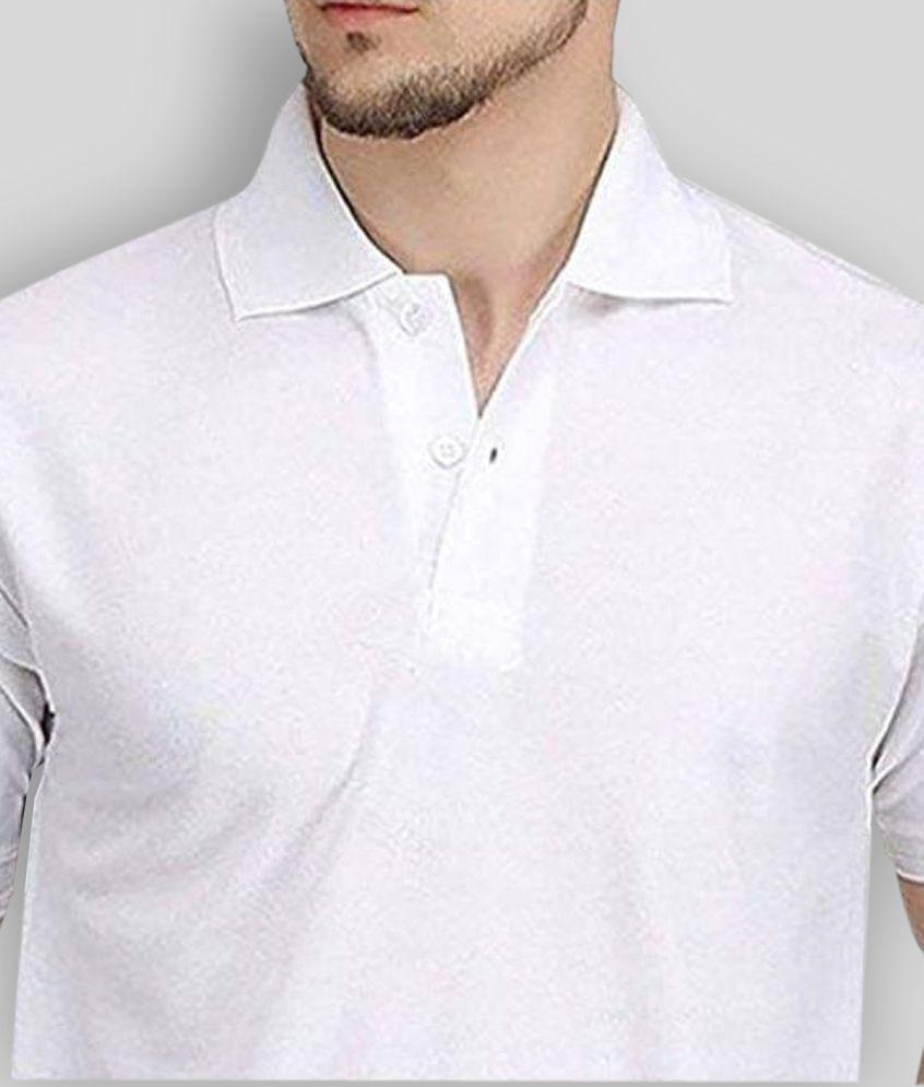 Premium Men FASHION365 - White Cotton Blend Slim Fit Men's Polo T Shirt ( Pack of 1 ) - None 202