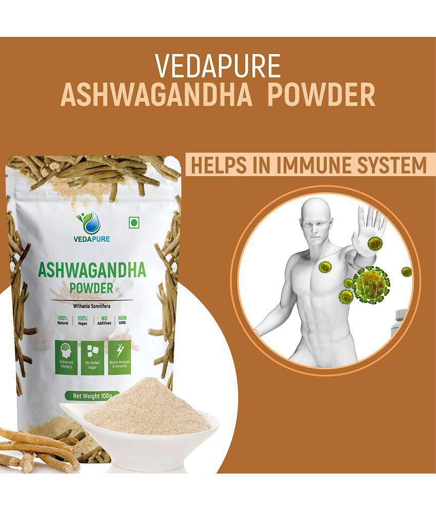 Vedapure 100% Natural & Pure Ashwagandha Powder Supports Anxiety & Stress - 100gm (Pack of 2)