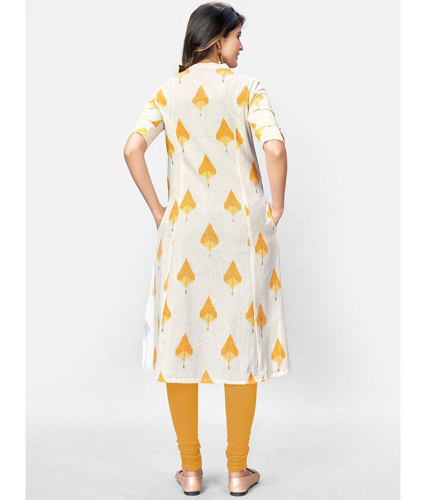 Latest Men Vbuyz - Beige Cotton Women''s Front Slit Kurti ( Pack of 1 ) - None 2025 at ShopCircu