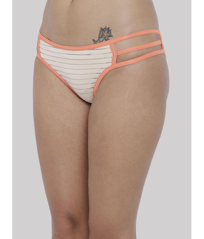 Luxurious Men BASIICS By La Intimo - Beige BCPBK04 Polyester Striped Women''s Bikini ( Pack of 1