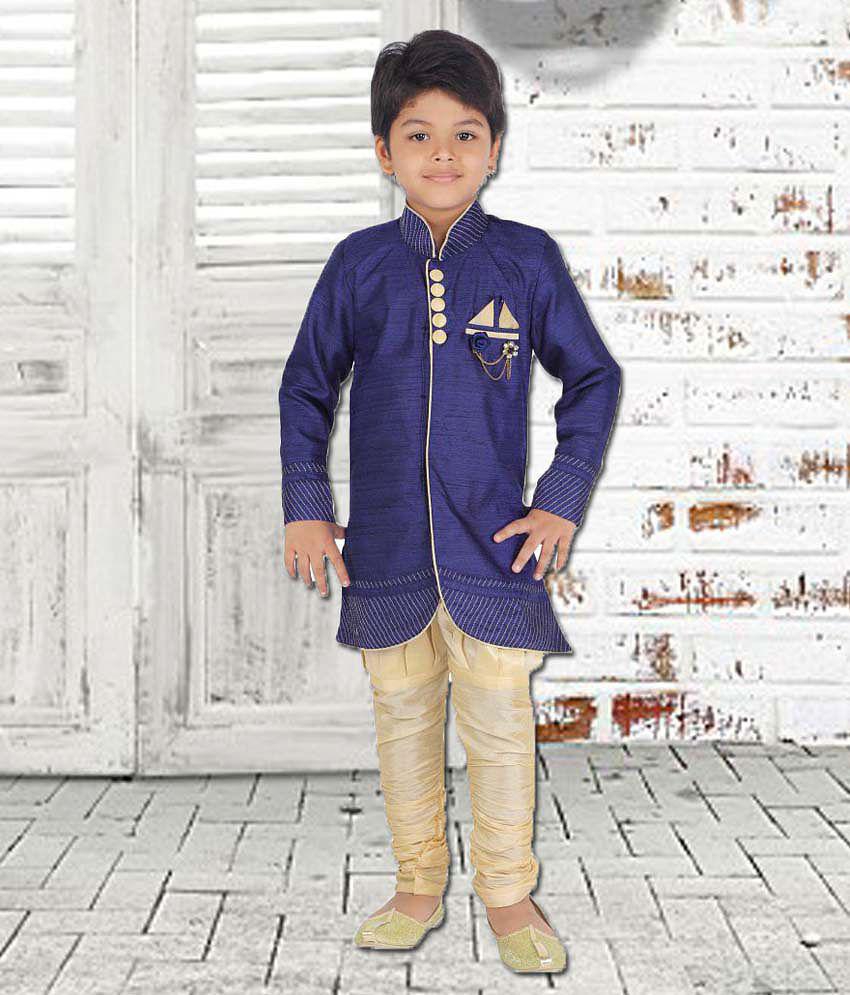 Ahhaaaa Kids Ethnic Wear Sherwani and Breaches Set For Boys - None