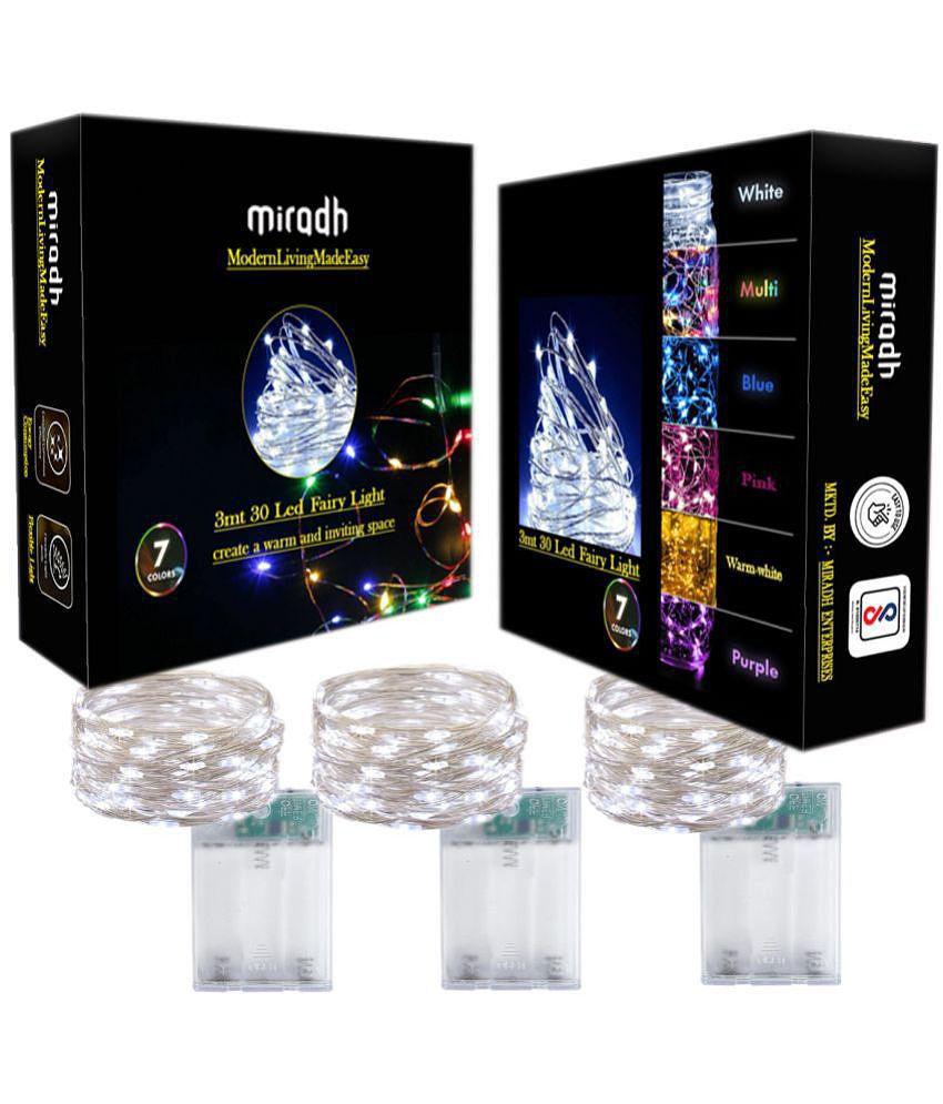 MIRADH - White 3Mtr String Light ( Pack of 3 ) - White