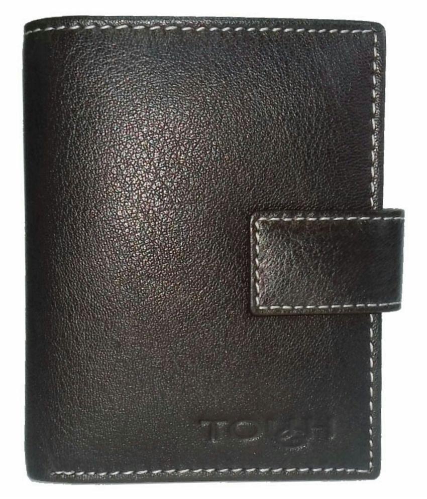 Tough Button Brown Card Holder - Brown