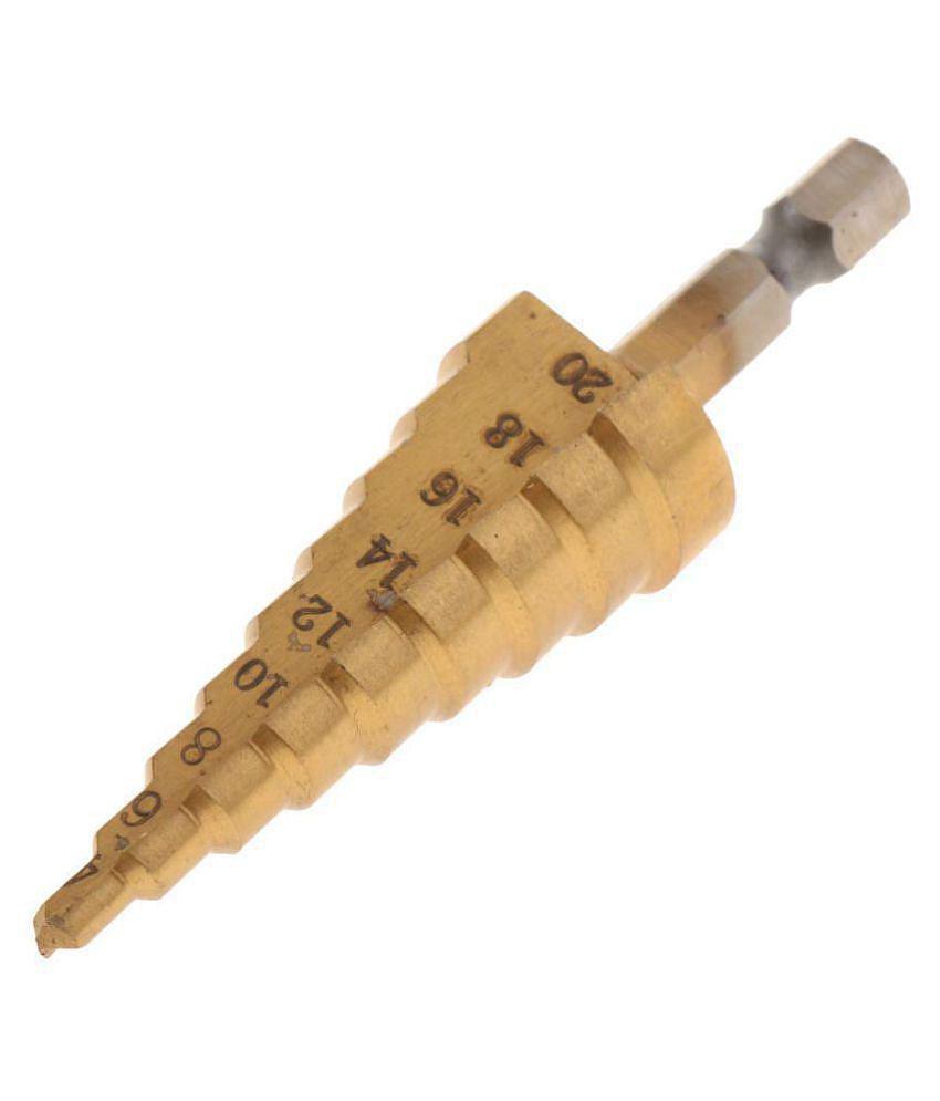 Titanium HSS 9-Step Cone Drill Hex Shank 1/4 Hole Cutter Drilling Tool (4-20 mm)