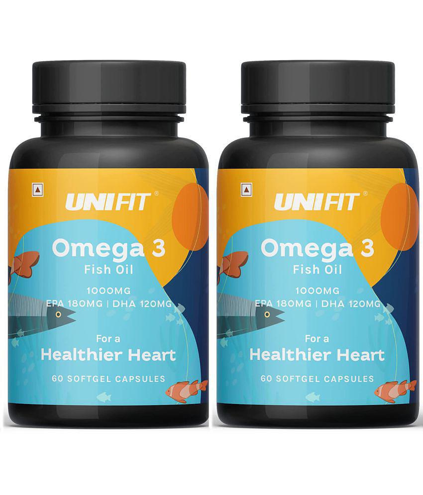 Unifit Omega 3 Fish Oil Capsules, 180 MG EPA & 120 MG DHA Softgel 60 no.s Pack of 2