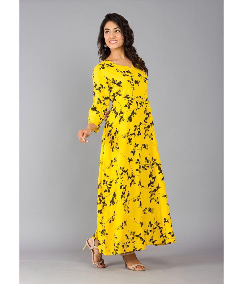 Affordable Men Frionkandy - Yellow Rayon Womens Fit & Flare Dress ( Pack of 1 ) - None 2025 at S