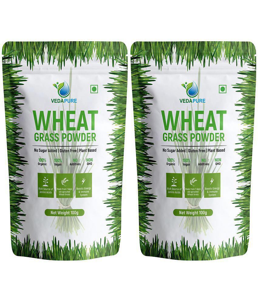 VEDAPURE 100% Natural & Organic Wheatgrass Powder Helps in Immunity & Energy - 100gm (Pack of 2)