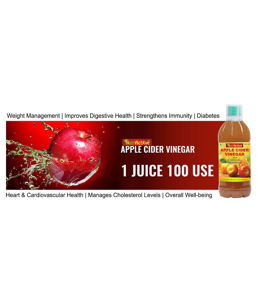 NutrActive Natural Apple Cider Vinegar for Heart Health, 500 ml Fruit Single Pack