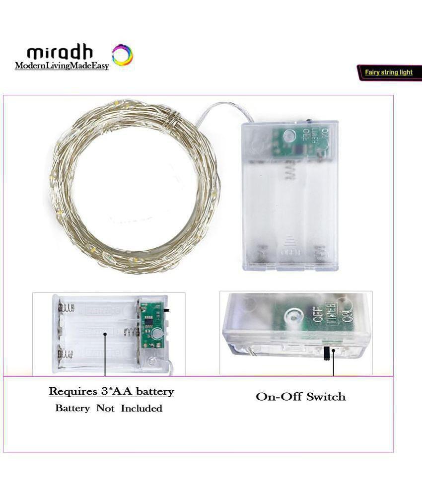 MIRADH - White 3Mtr String Light ( Pack of 3 ) - White