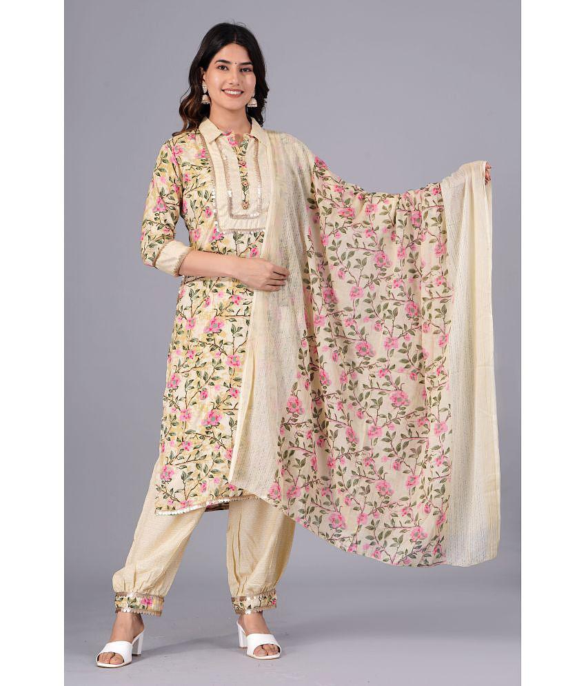 Doriya - Yellow Straight Cotton Blend Women's Stitched Salwar Suit ( Pack of 1 ) - None