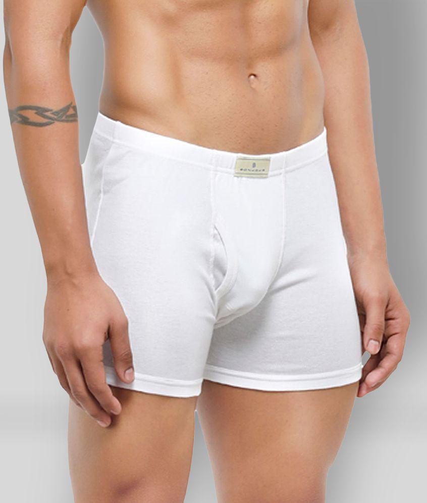 Bonjour - White Cotton Mens Trunks ( Pack of 2 ) - XL