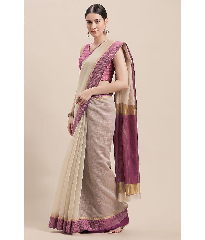 Rajnandini - Purple Cotton Saree With Blouse Piece ( Pack of 1 ) - Purple