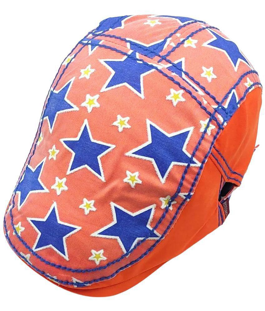 Premium Men Zacharias Unisex Kids Cotton Beret Golf Cap jk-10 (Orange_2-6 Years) (Pack of 1) - N