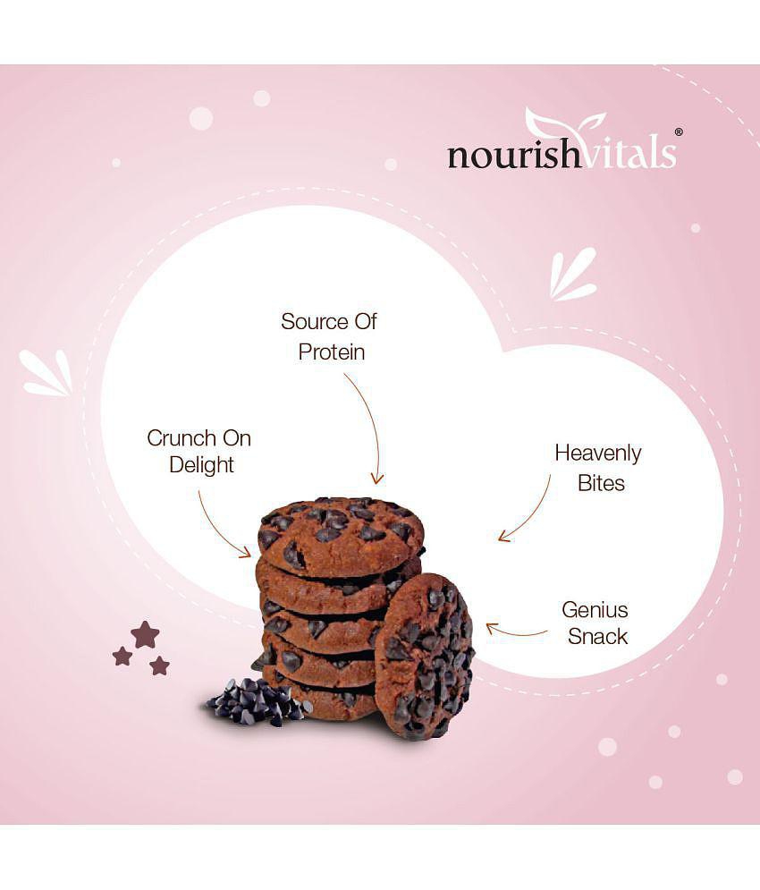 NourishVitals Dark Chocochip Chocolate Cookies, Heavenly Bites, Source of Protein, Crunchy Delights, Genius Snack, 120g