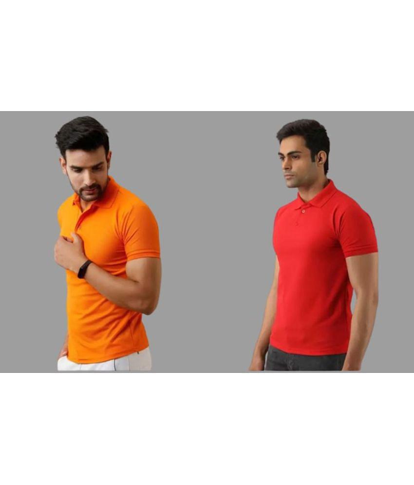 SKYRISE - Multicolor Cotton Blend Slim Fit Men's Polo T Shirt ( Pack of 2 ) - None