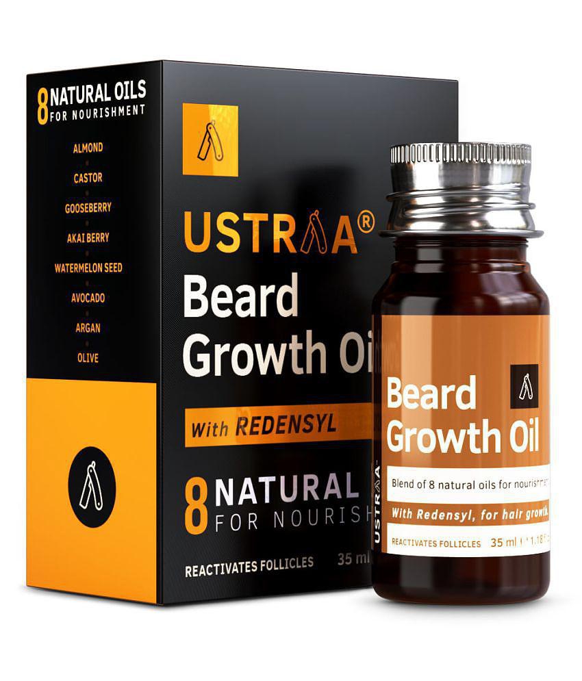 Ustraa Beard Growth Oil - 35ml - More Beard Growth, With Redensyl, 8 Natural Oils including Jojoba Oil, Vitamin E, Nourishment & Strengthening, No Sulphates, No Parabens, No Silicone, No Min