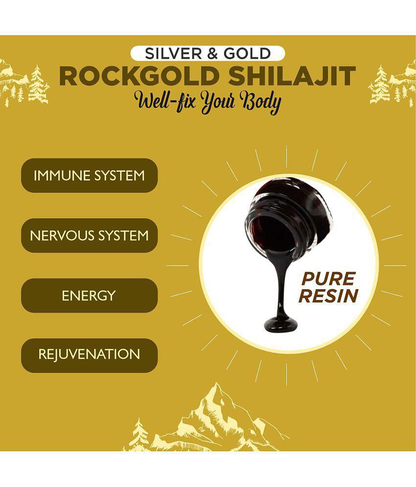 Rockgold Pure Shilajit/Shilajeet Resin With Gold & Silver,Provides Energy Level, Stamina, For Men & Women 30 gram (Pack of 1)