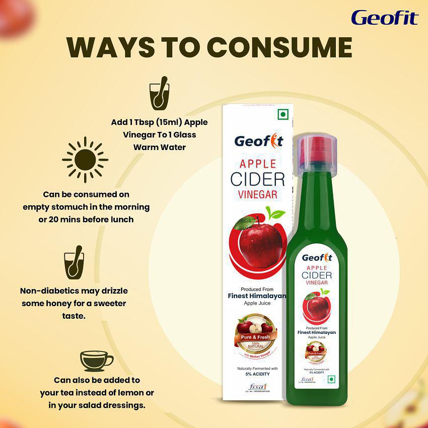 GEOFIT Apple Cider Vinegar Produced from 100% natural Apple Juice with Mother Vinegar (500 ml)