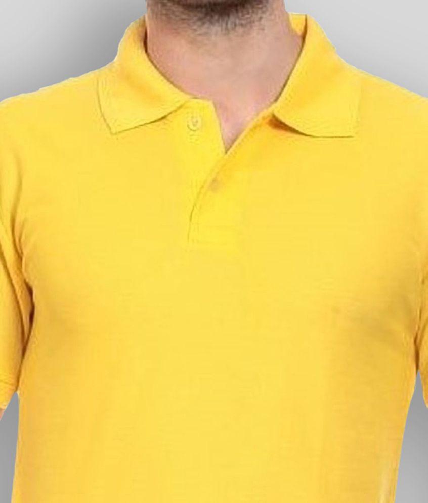 New Men FASHION365 - Yellow Cotton Blend Slim Fit Men's Polo T Shirt ( Pack of 1 ) - None 2025 a