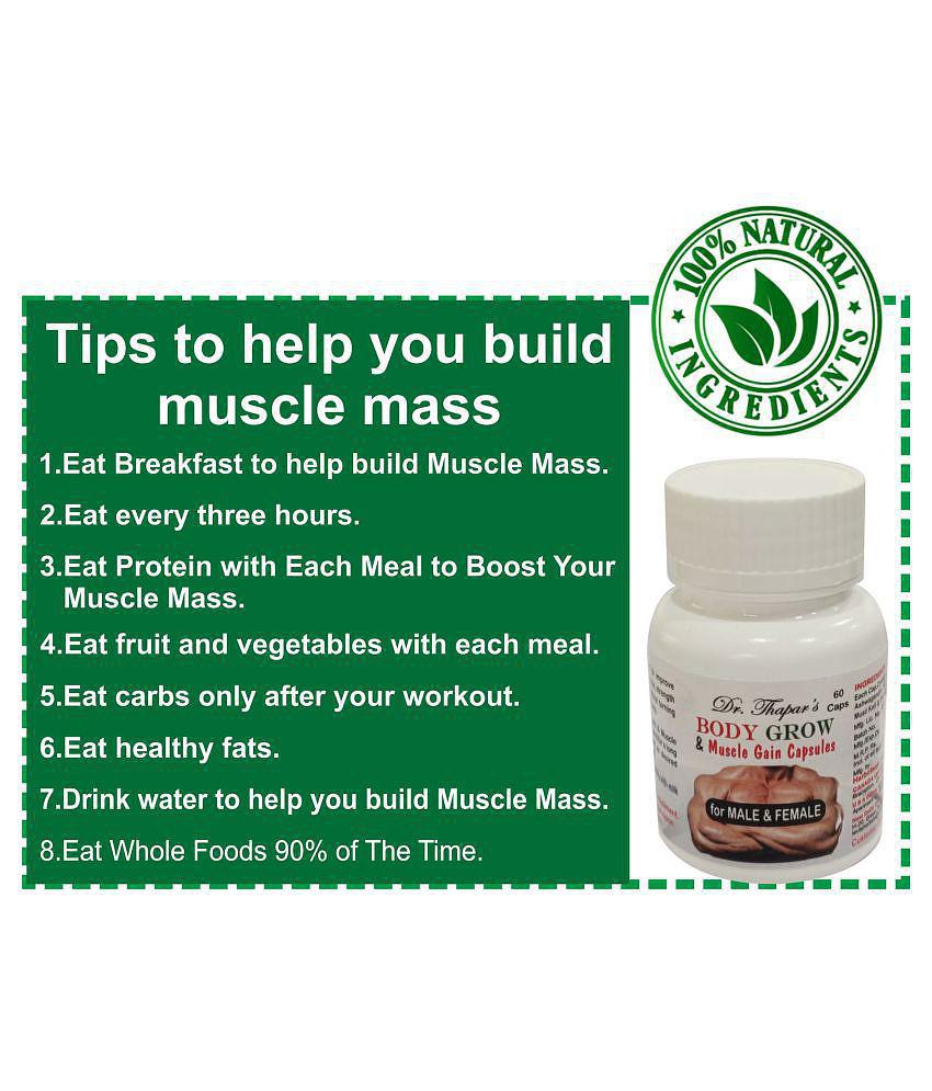 Dr. Thapar's BODY GROW MUSCLE GAIN CHEMICAL & SYNTHETIC SUPPLEMENTS FREE 60 Capsule 500 mg