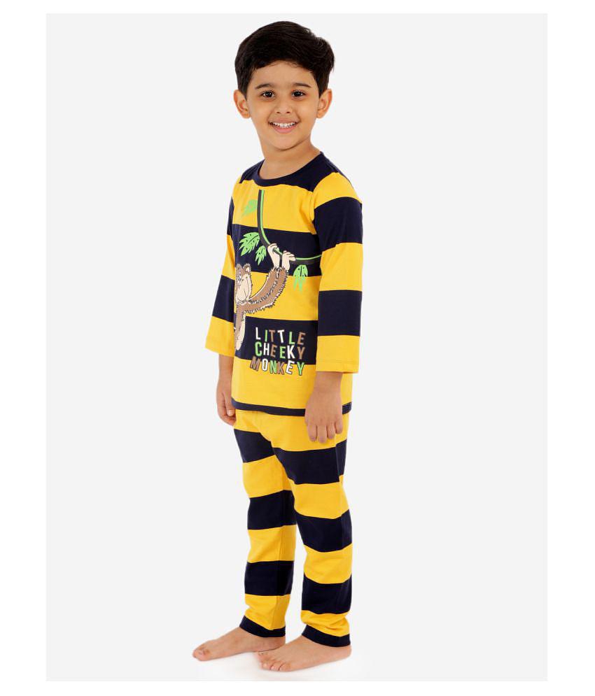 Lazy Shark Boys Yellow  Black Printed Night suit - None