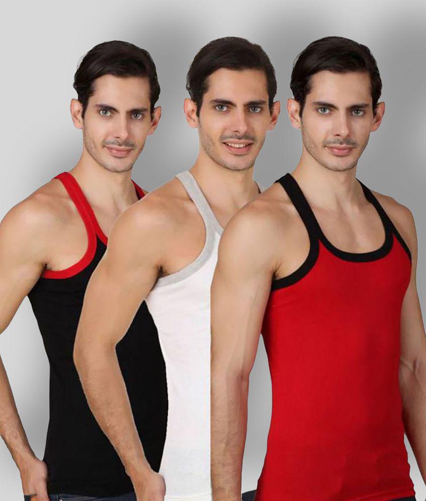 Hap Kings - Multicolor Cotton Men's Vest  ( Pack of 3 ) - 90