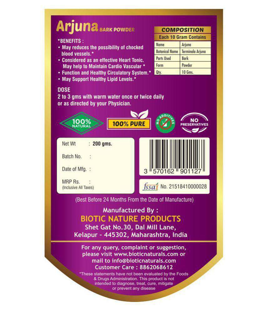 Biotic Arjuna Bark Powder 200 gm