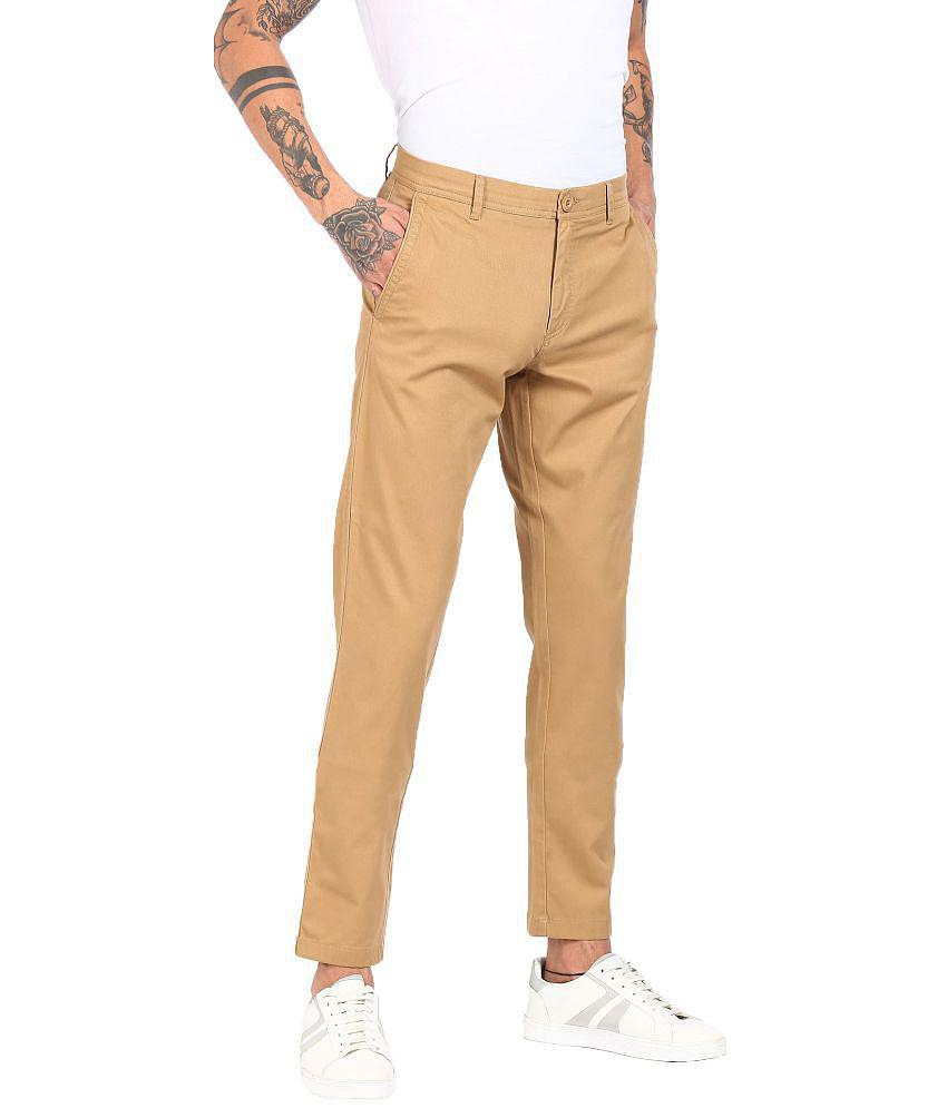 Ruggers - Cotton Blend Slim Slim Beige Mens Trousers ( Pack of 1 ) - None