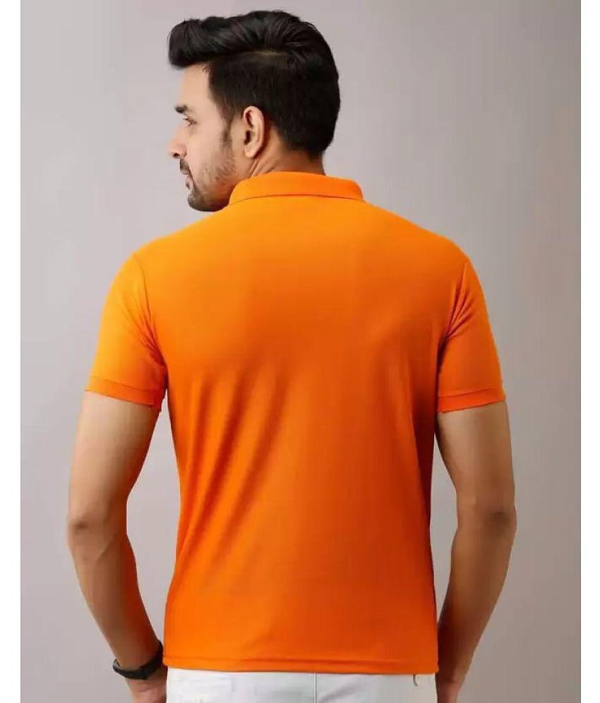 SKYRISE Cotton Blend Slim Fit Solid Half Sleeves Men's Polo T Shirt - Orange ( Pack of 1 ) - None