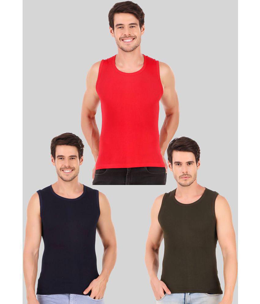 Hap Kings - Multi Cotton Men's Vest ( Pack of 3 ) - None