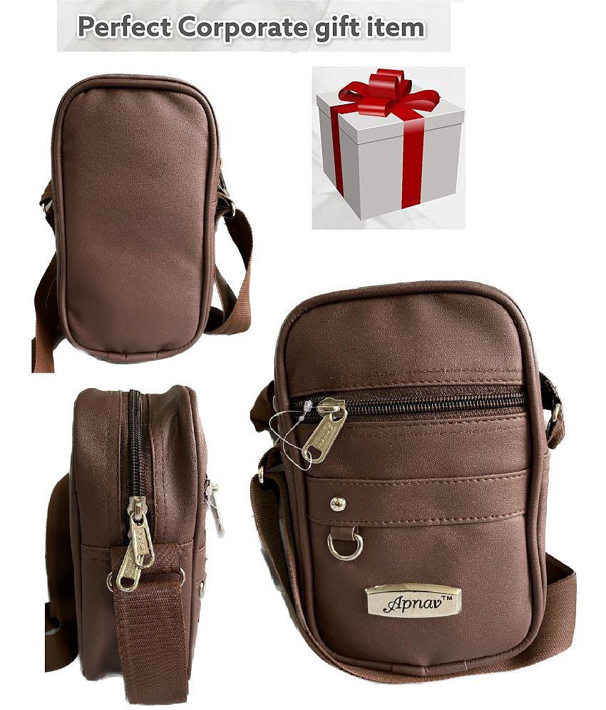 Chic Men Apnav MINI SLING Leather Brown Passport Holder - Brown 2025 at ShopCircuit | ONDC