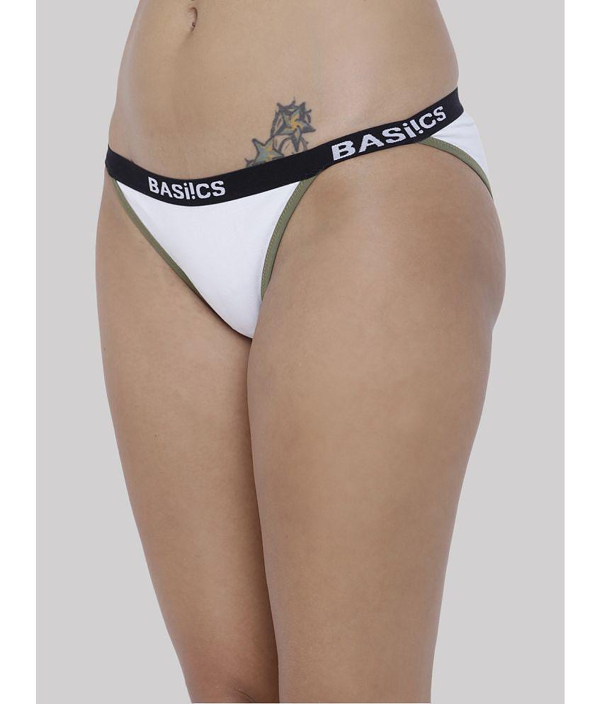 Chic Men BASIICS By La Intimo - White BCPBR09 Cotton Lycra Solid Womens Bikini ( Pack of 1 ) - N