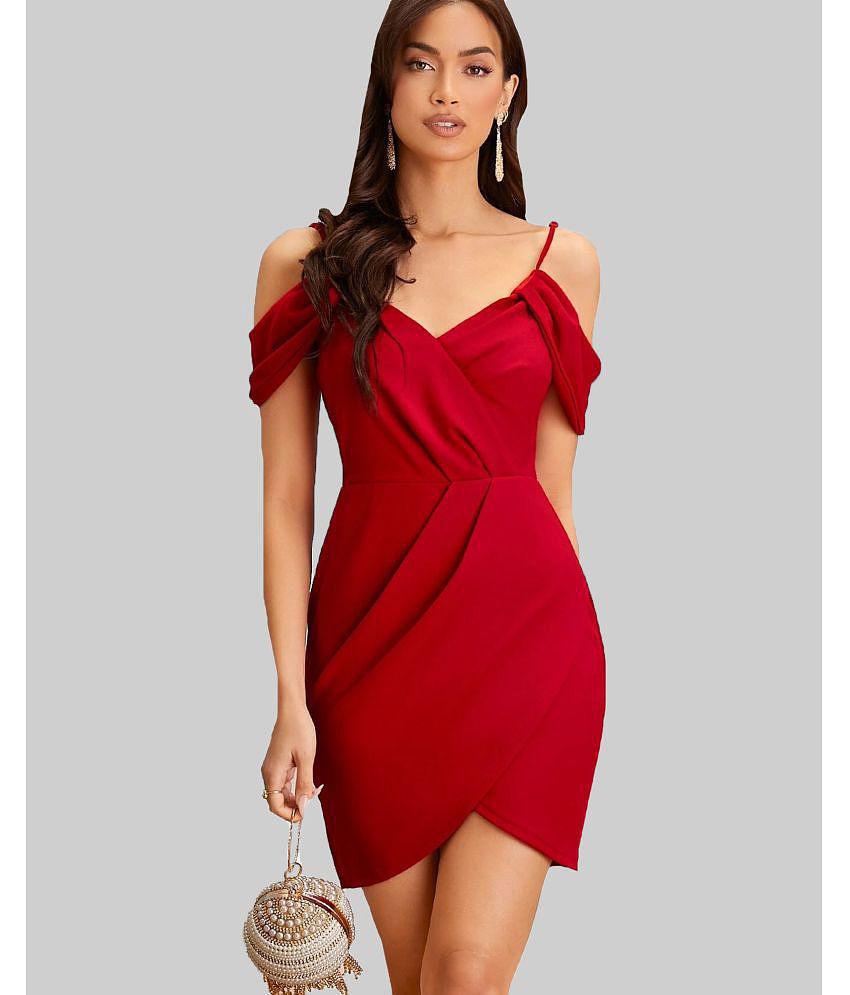 Modern Men Addyvero - Red Cotton Blend Women's Bodycon Dress ( Pack of 1 ) - None 2025 at ShopCi