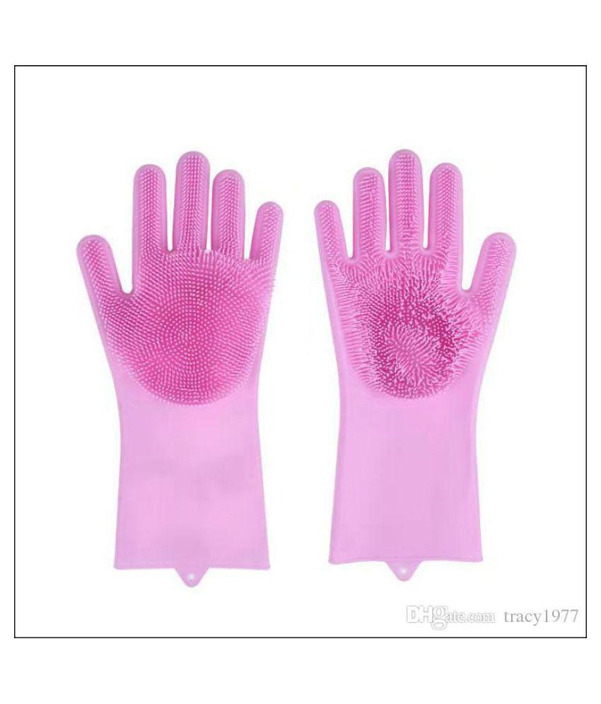 NIHIT Silicon Fiber Standard Size Cleaning Gloves for Home Kitchen bathroom