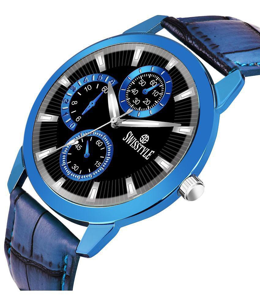 Swisstyle - Blue Leather Analog Men's Watch