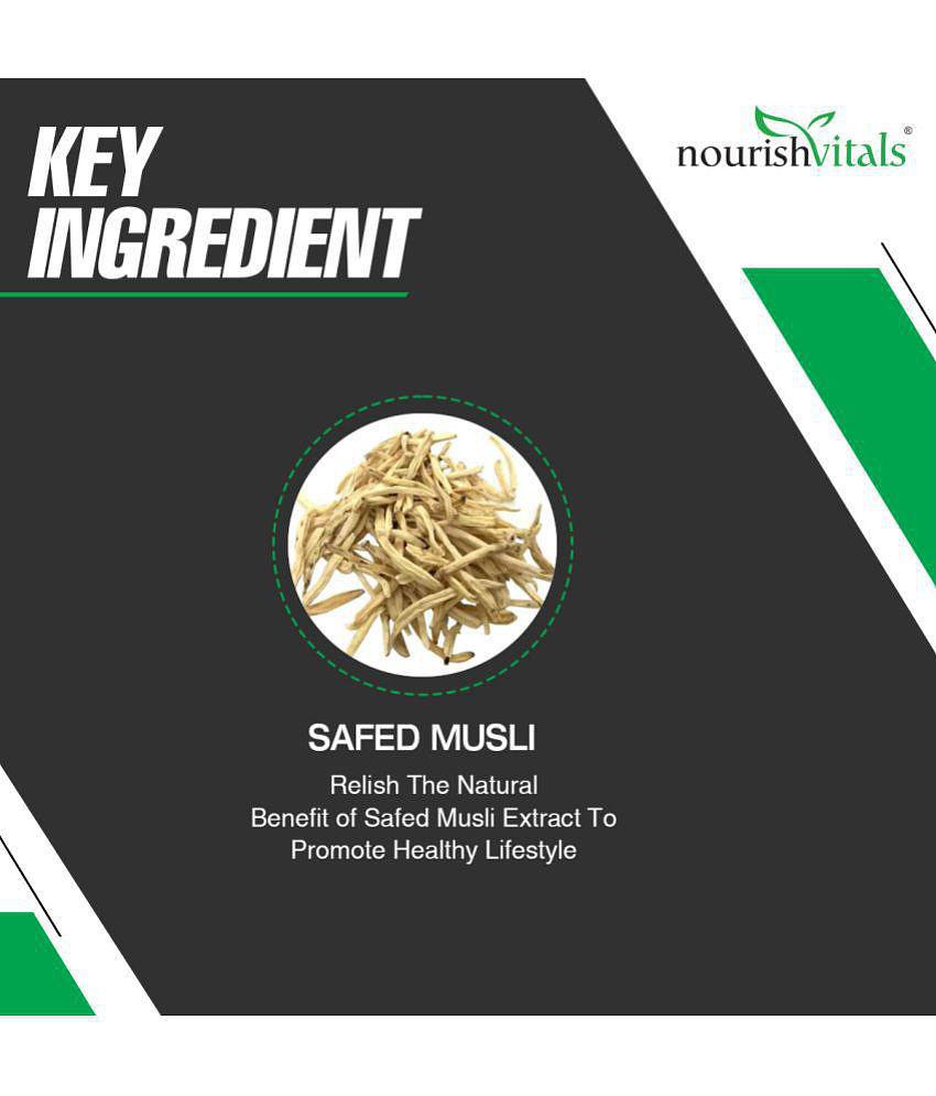 NourishVitals Safed Musli with Saponins > 20% Pure Herbs, 500 mg Safed Musli Extract, 60 Veg Capsules