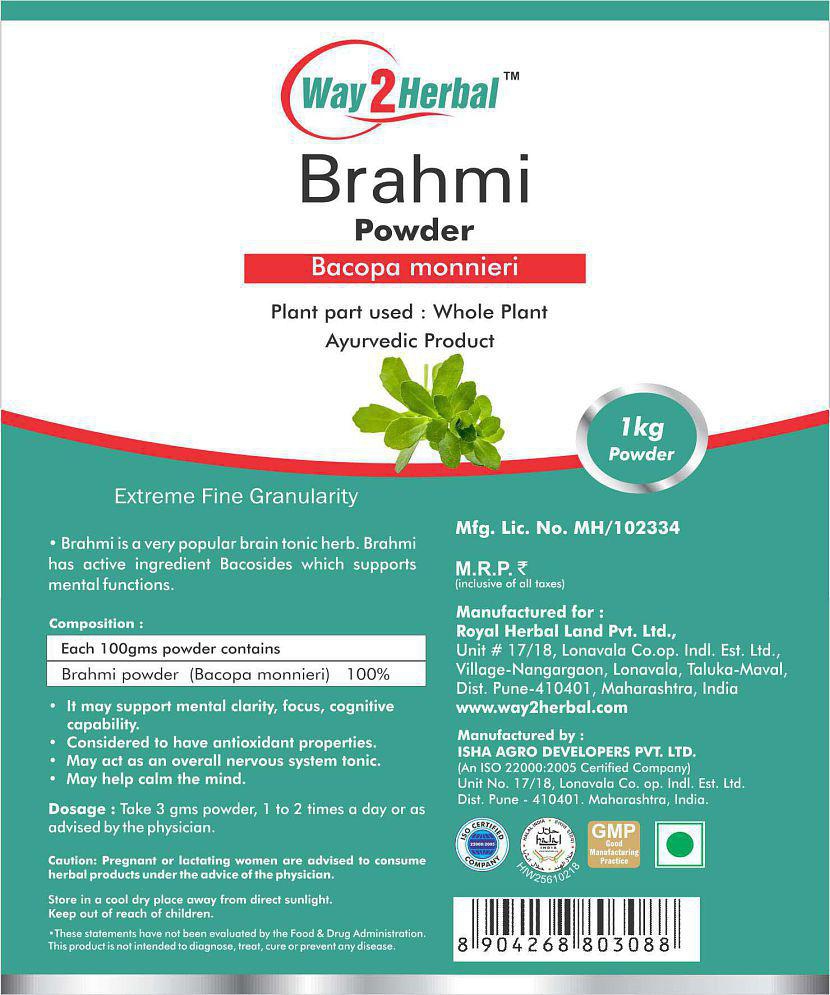 Way2Herbal Brahmi Powder 1 kg Pack of 2