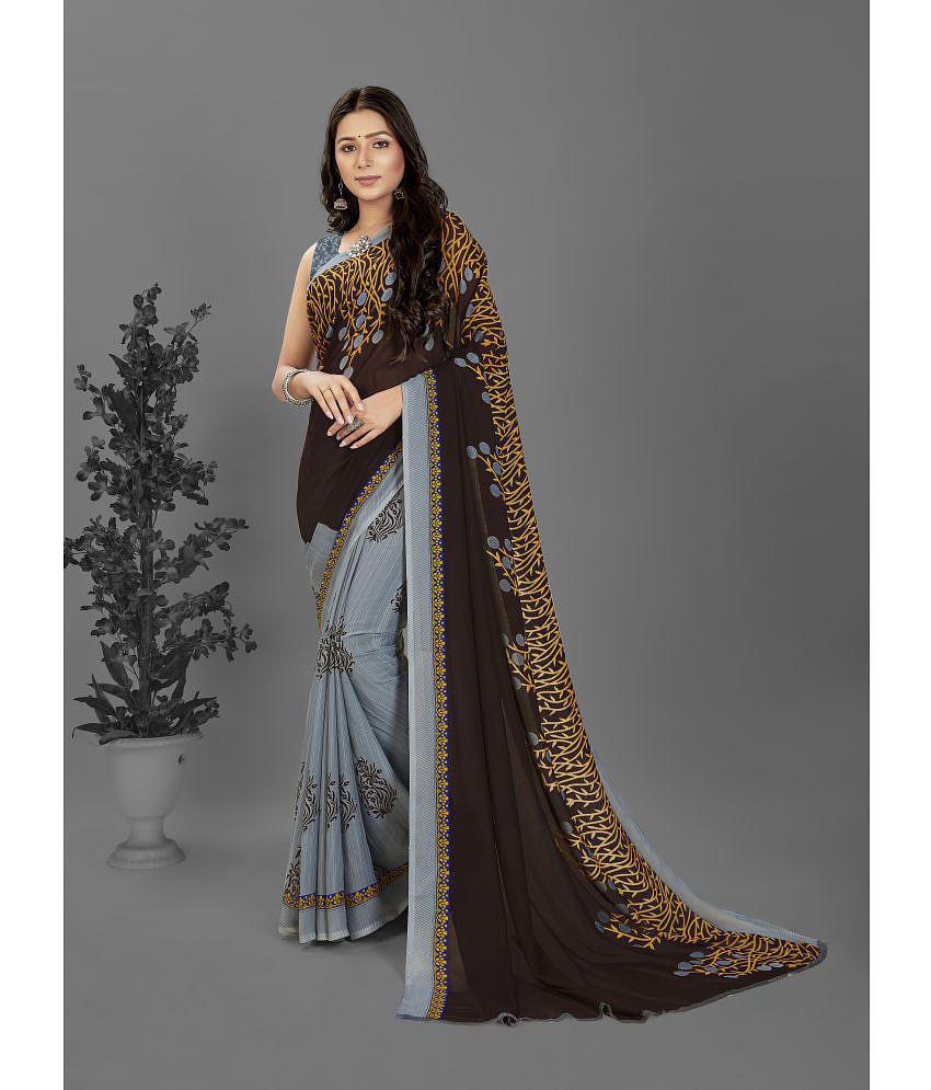 Anand Sarees - Grey Georgette Saree With Blouse Piece ( Pack of 1 ) - Grey