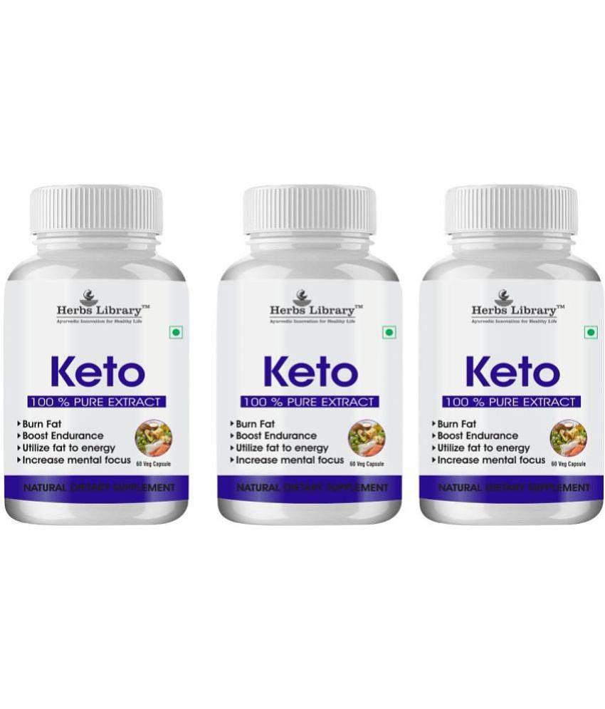 Herbs Library Keto Capules Supports Weight Loss, 60 Capsules Each (Pack of 3)