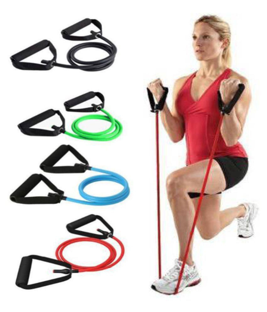 Single Resistance Tube Exercise Bands for Stretching, Workout, and Toning for Men, and Women (Multicolour) - Multi Color